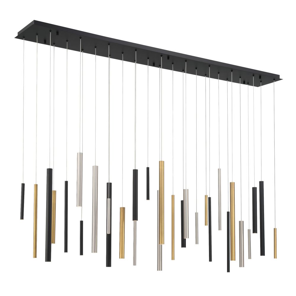 Eurofase 46814-012 Santana 30 Light LED Chandelier in Mixed Black, Gold and Nickel