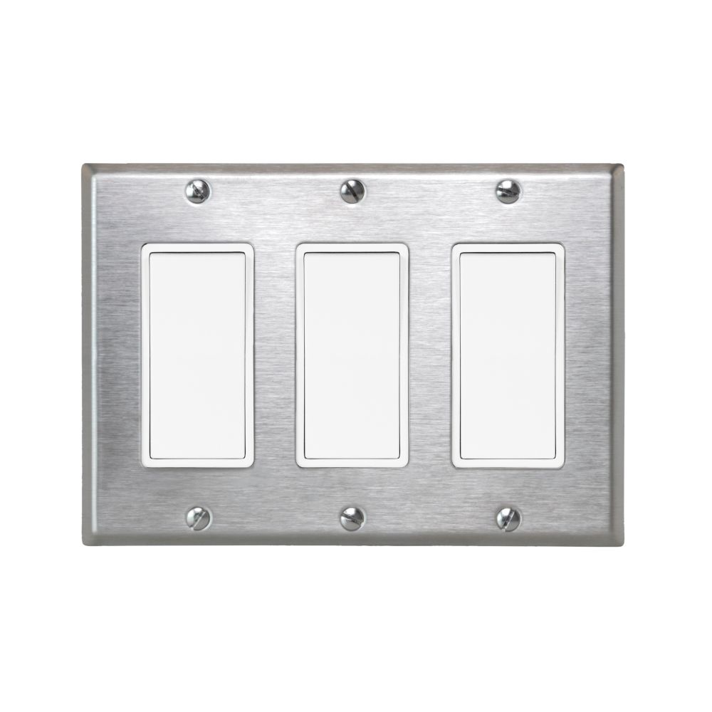 Eurofase Heating Co. EFSSPS3 Single Simple Switch Wall Plate and Gang Box - 20 Amp Per Pole in Stainless Steel