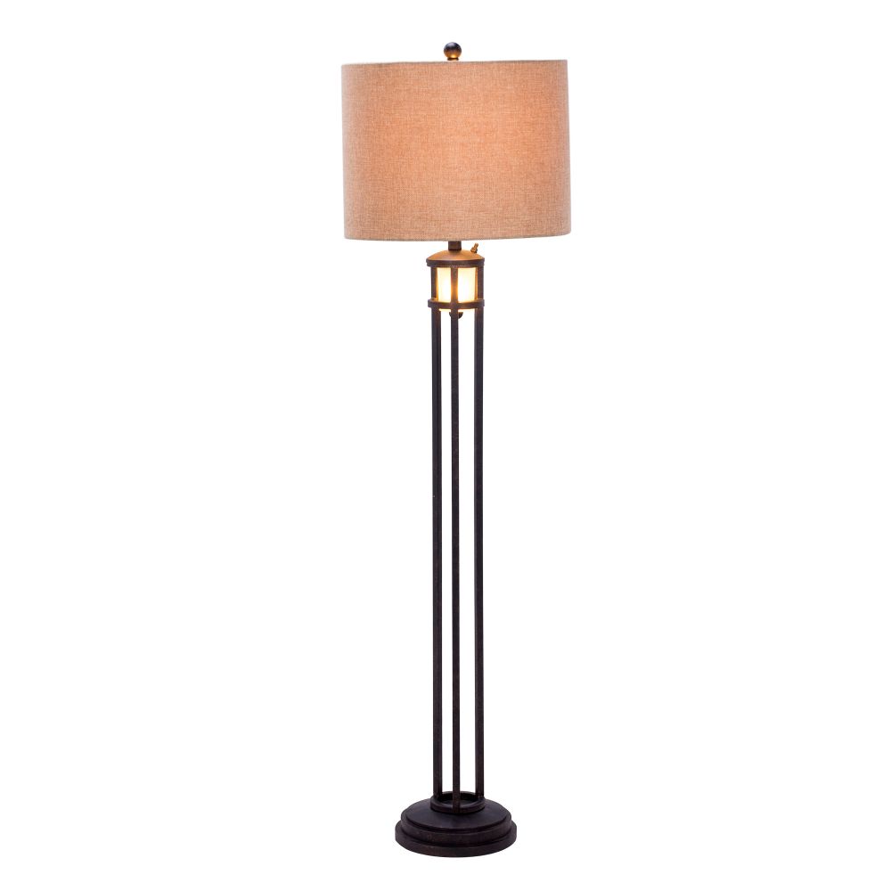 Fangio Lighting W-1537 60 inch Black Metal & Frosted Glass Floor Lamp with Nightlight