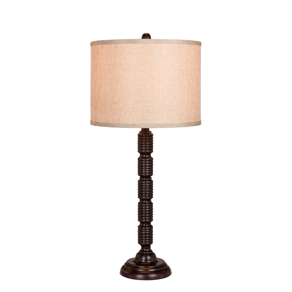 Fangio Lighting W-1562ORB 30.5 in. Industrial, Ribbed Metal Table Lamp in a Oil Rubbed Bronze Finish