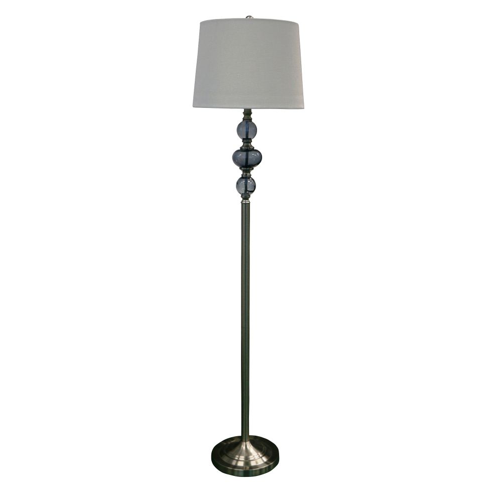 Fangio Lighting W-1593 61.5 in. Contemporary Stacked Brushed Steel & Smoke Glass Floor Lamp