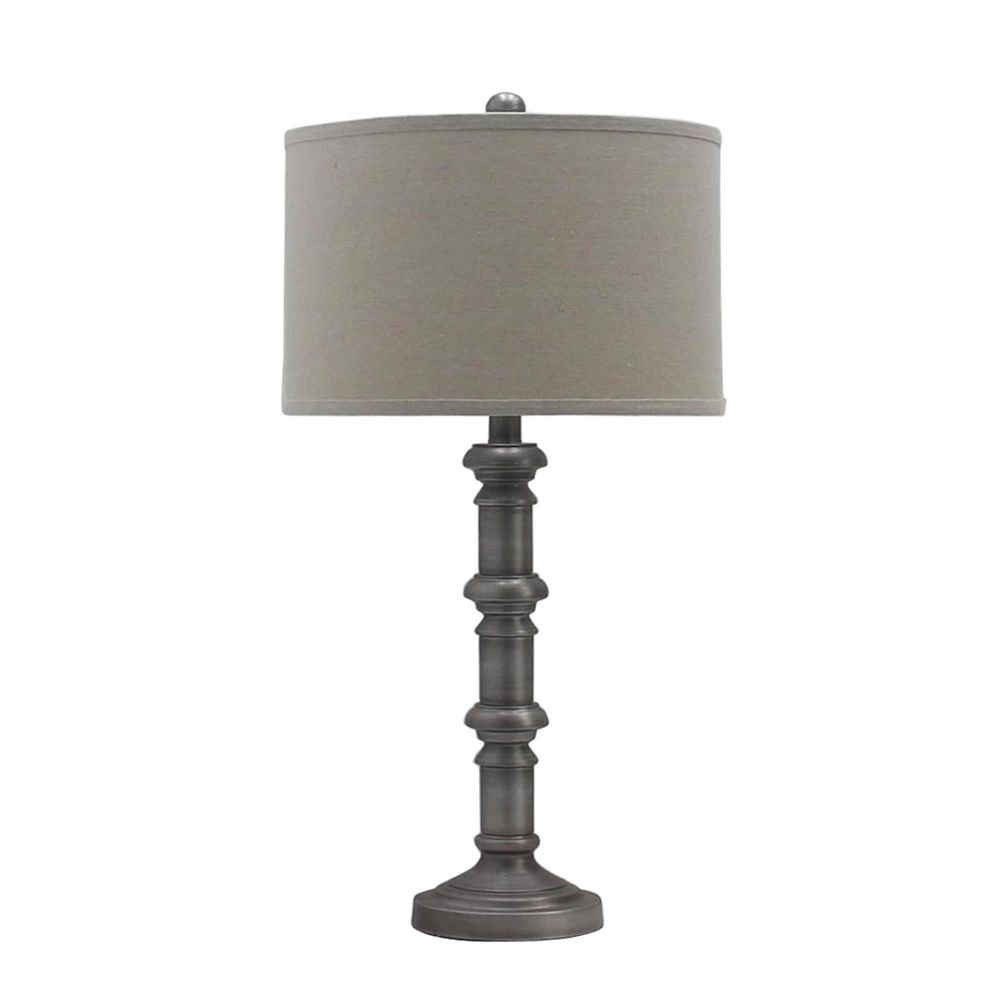 Fangio Lighting W-1596AS 31 in. Antique Silver Metal Stacked Candlestick Table Lamp