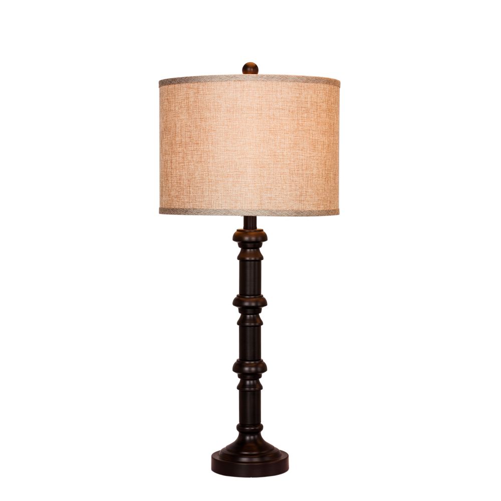 Fangio Lighting W-1596ORB-2PK 31 in. Oil Rubbed Bronze Metal Stacked Candlestick Table Lamps