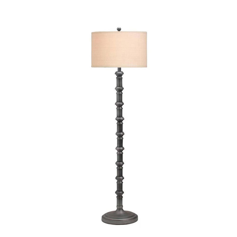 Fangio Lighting W-1597AS 63 in. Antique Silver Metal Stacked Candlestick Floor Lamp