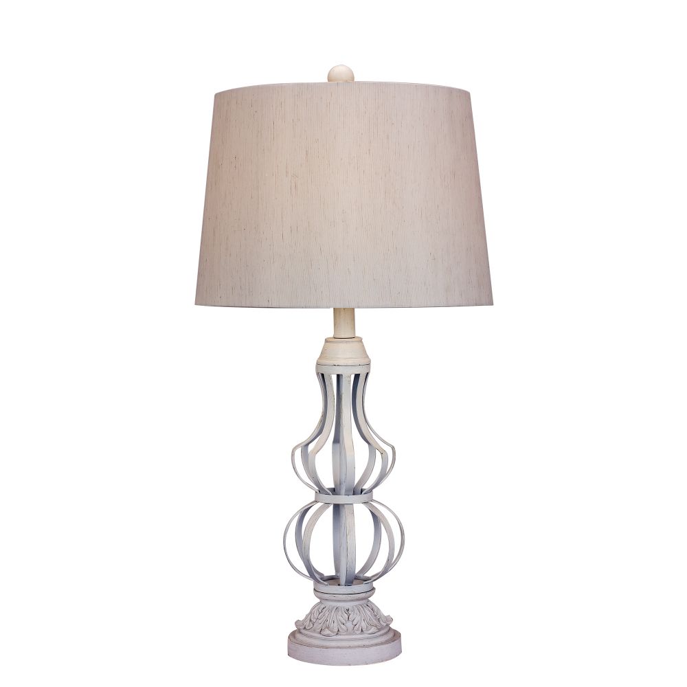 Fangio Lighting W-1608AWH 28 in. Antique White Open Wire Stacked Metal Table Lamp