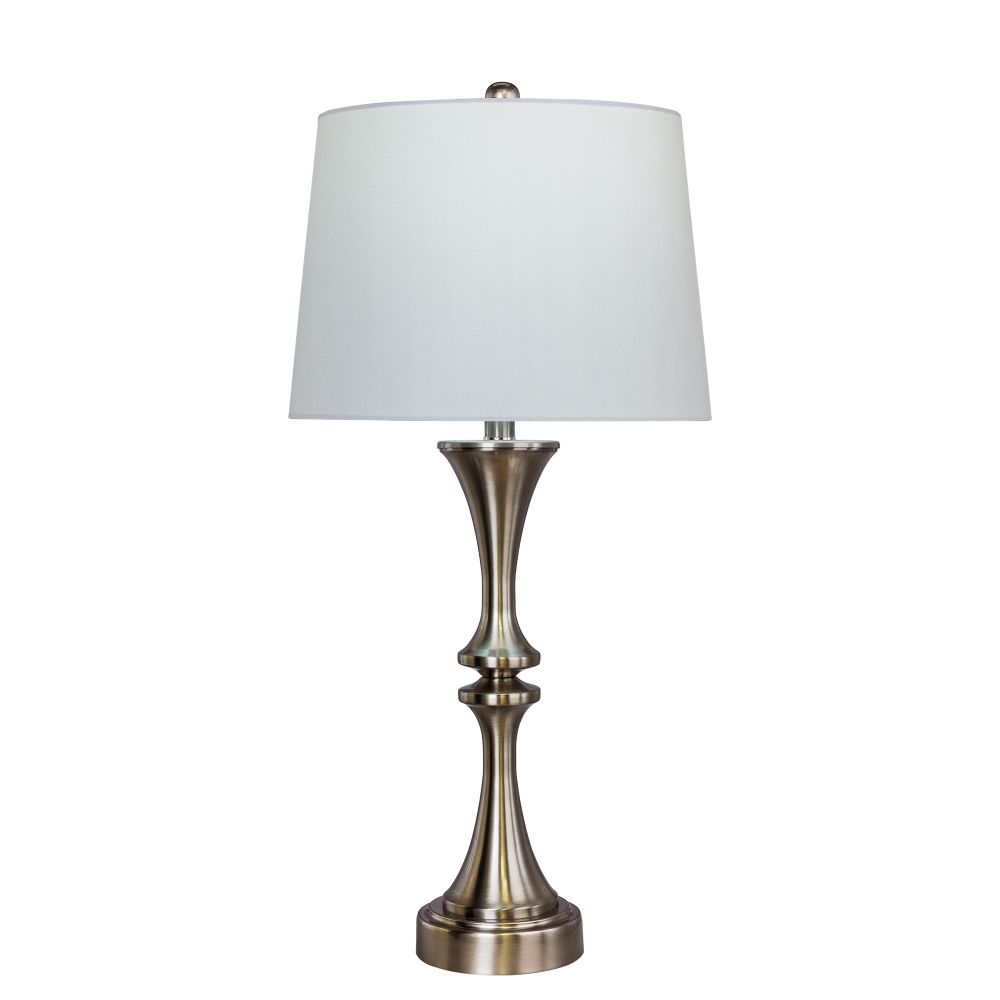 Fangio Lighting W-1672-USB 29 in Brushed Steel w/USB Candlestick Metal Table Lamp