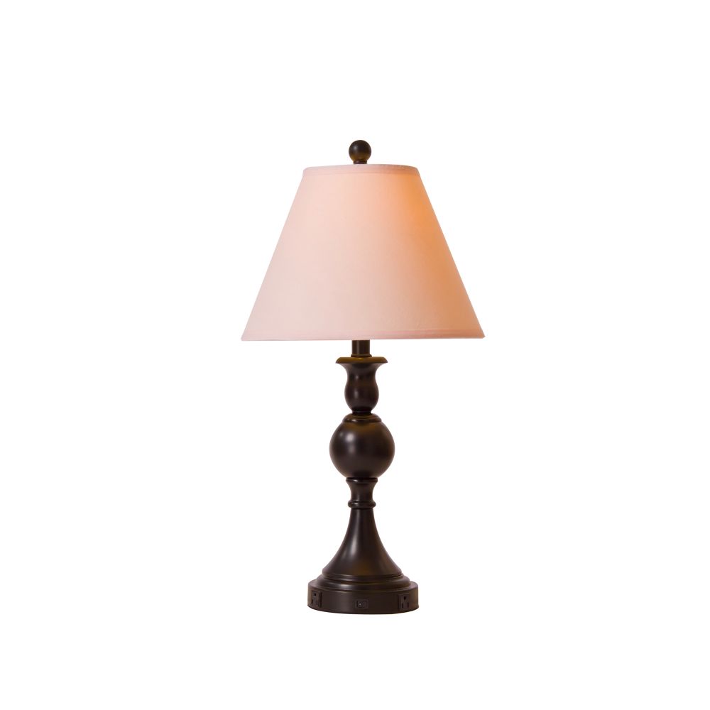 Fangio Lighting W-1765D 24.5 inch Painted Bronze Metal Table Lamp with Two Convenience Outlets