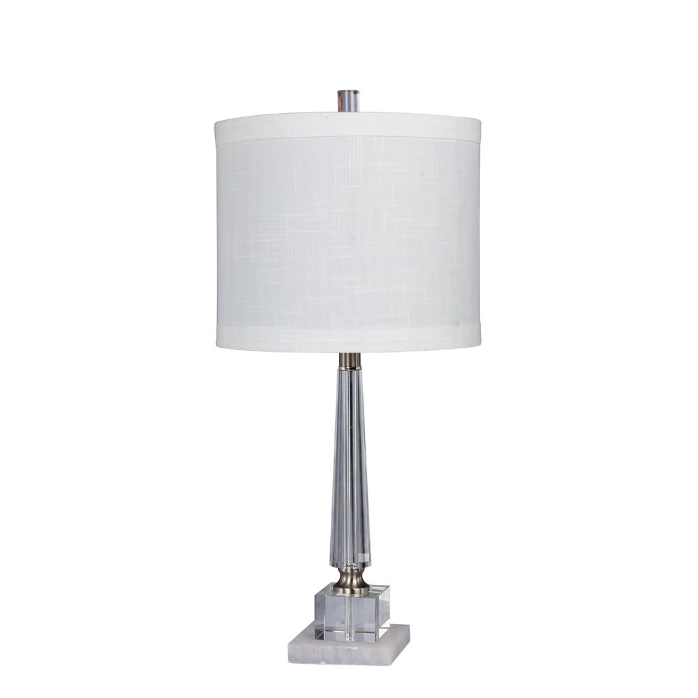 Fangio Lighting W-5146-2PK Pair Of 26 in. Tapered Table Lamps in a Clear Crystal & Snow Marble Finish