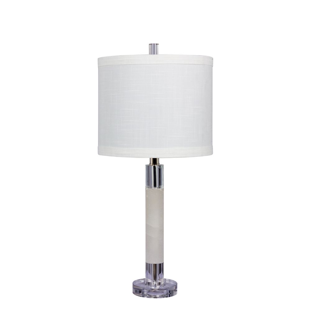 Fangio Lighting W-5151-2PK Pair of 26 in. Smooth Column Table Lamps in a Clear Crystal & Snow Marble Finish