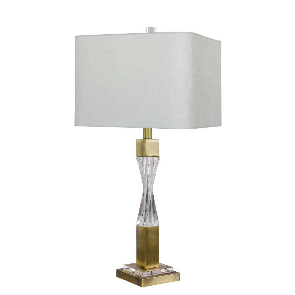 Fangio Lighting W-5176AB-2PK Pair of 29.5 in. Torqued Crystal & Metal Table Lamp in Antique Brass 