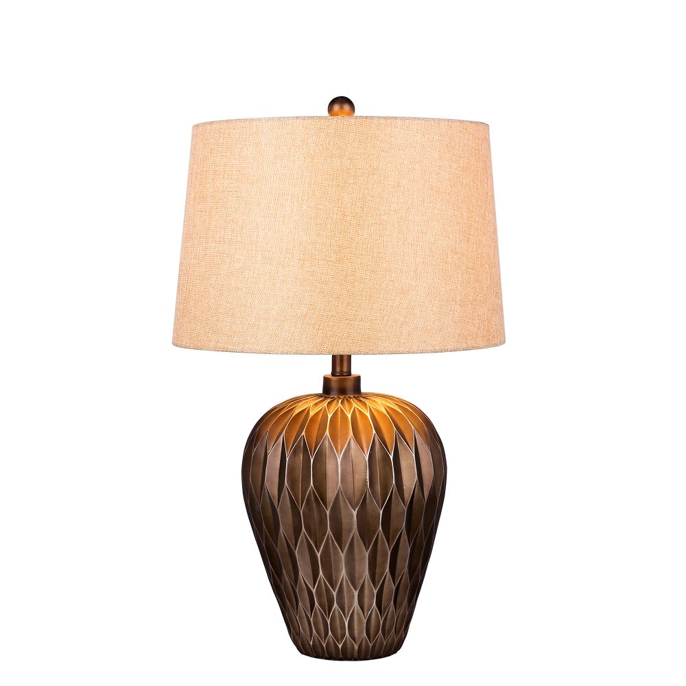 Fangio Lighting W-6217BRN 29.5 inch Brown Resin Table Lamp with Paper Lantern Fold Effect