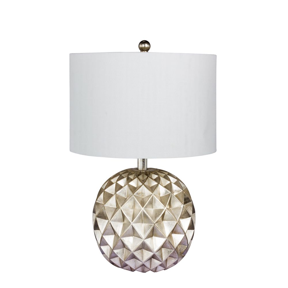 Fangio Lighting W-6231 19.5 in. Paper Lantern Fold Resin Table Lamp in a Silver Foil Finish