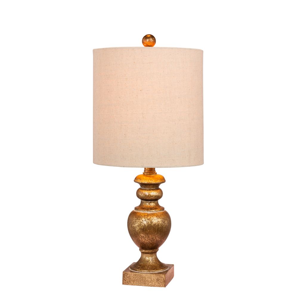 Fangio Lighting W-6235AG 23 in. Textured Urn Resin Table Lamp in a Antiqued Gold Leaf Finish