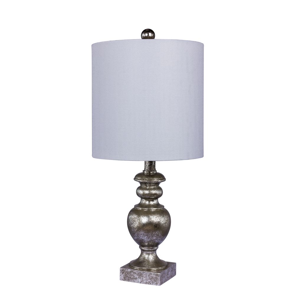 Fangio Lighting W-6235AS 23 in. Textured Urn Resin Table Lamp in a Antiqued Silver Leaf Finish
