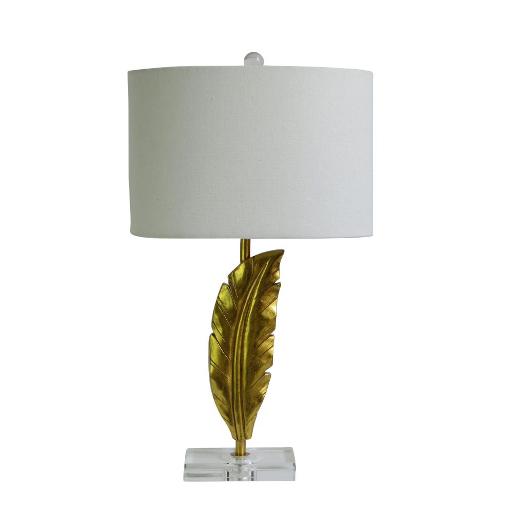 Fangio Lighting W-6242 26 in. Quill Resin & Crystal Table Lamp in a Gold & Clear Finish