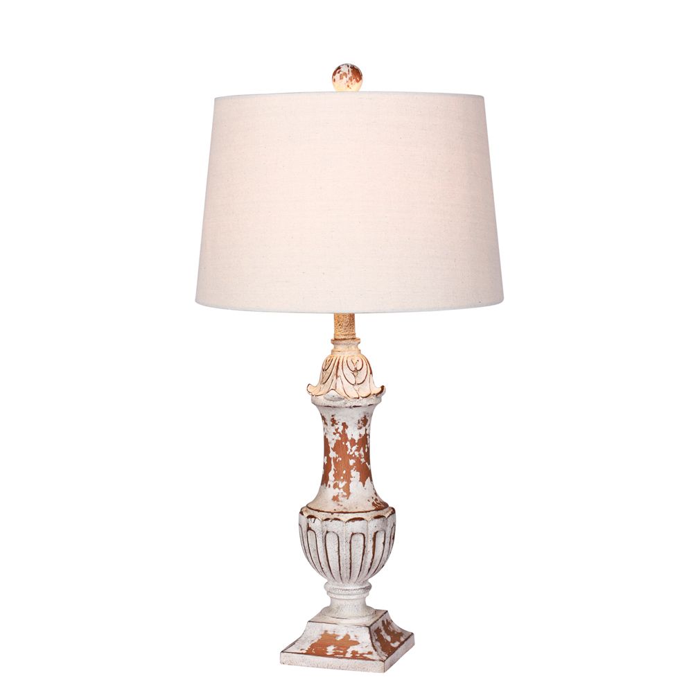 Fangio Lighting W-6245AM 29.5 in. Distressed Decorative Urn Resin Table Lamp in Antique Metallic 