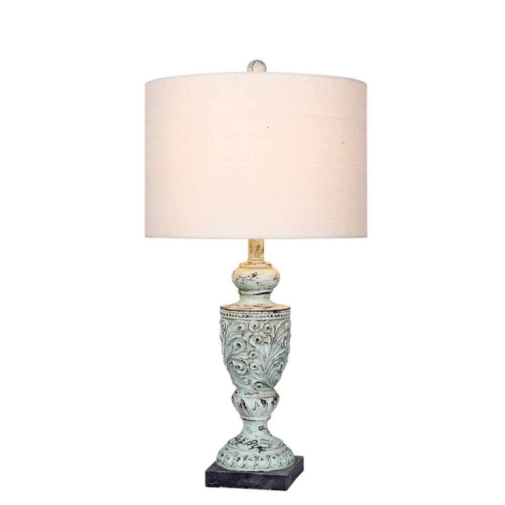 Fangio Lighting W-6248BLU 26.5 in. Decorative Urn Resin Table Lamp in Antique Blue 