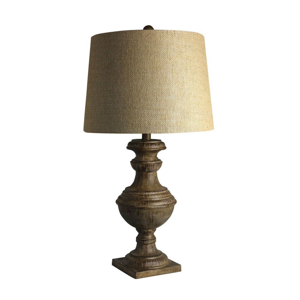 Fangio Lighting W-6264COF 28 in. Classic Urn On Square Pedestal Resin Table Lamp in Cottage Coffee