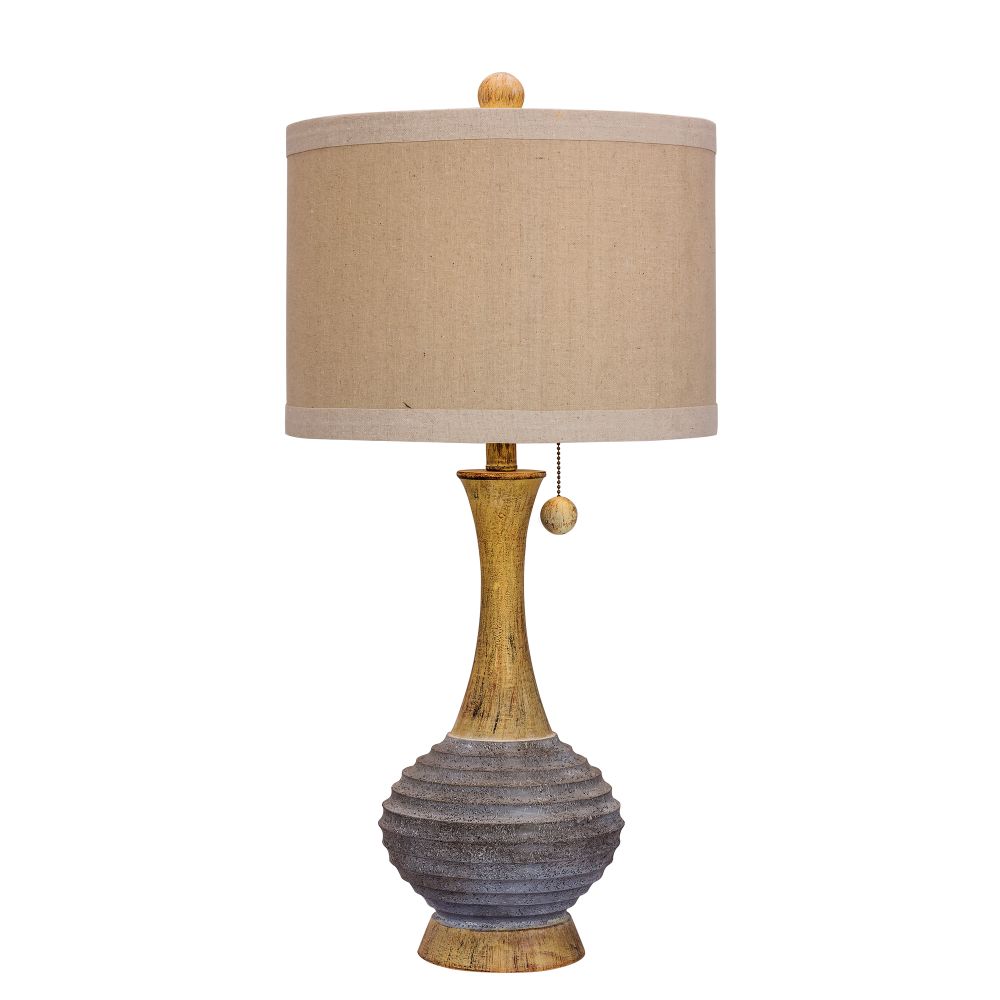 Fangio Lighting W-6266AGBR-2PK 29.75 in. Terraced Urn  Resin Table Lamp in Antique Grey & Brown