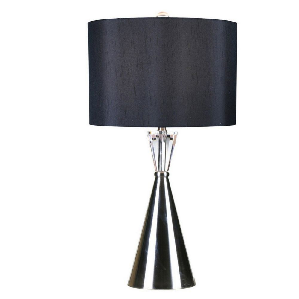 Fangio Lighting W-m.r.5187 27 in Brushed Nickel & Crystal Table Lamp with Decorator Shade