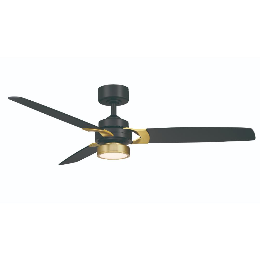 Fanimation FP7634BLBS Amped 52 inch Indoor Ceiling Fan with Black Blades and LED Light Kit - Black and Brushed Satin Brass