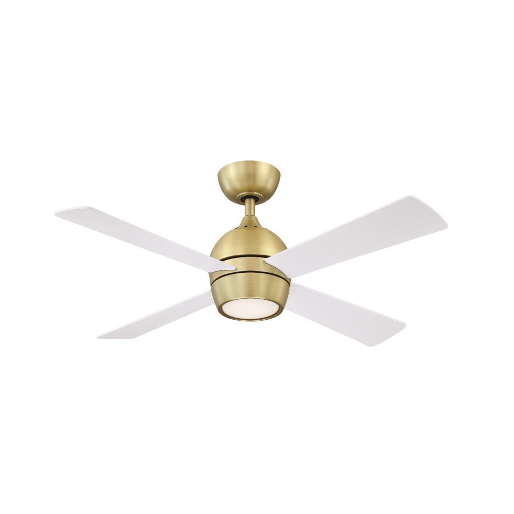 Fanimation FP7644BS Kwad - 44 inch - Brushed Satin Brass with Matte White Blades and LED Light Kit
