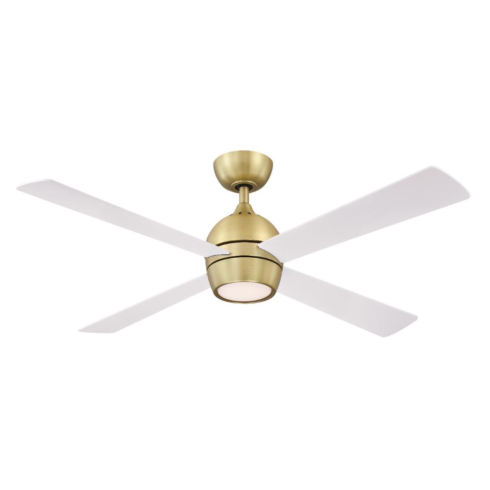 Fanimation FP7652BS Kwad - 52 inch - Brushed Satin Brass with Matte White Blades and LED Light Kit