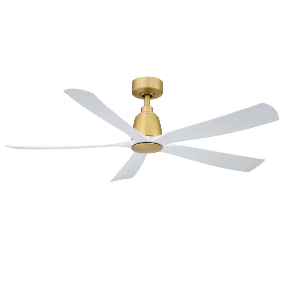 Fanimation FPD5534BS Kute5 52 inch Indoor/Outdoor Ceiling Fan with Matte White Blades- Brushed Satin Brass
