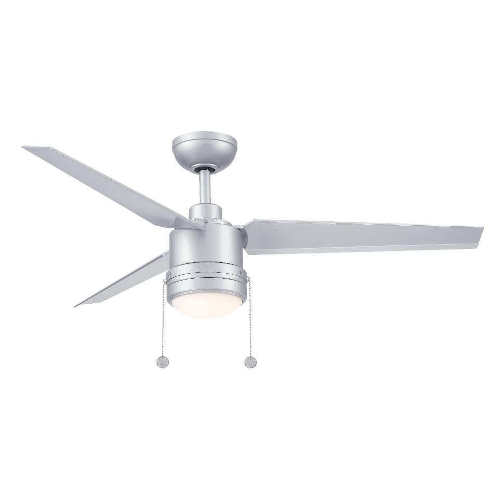 Fanimation FPD7619SLW PC/DC 52 inch Indoor/Outdoor Ceiling Fan with Silver Blades and LED Light Kit - Silver