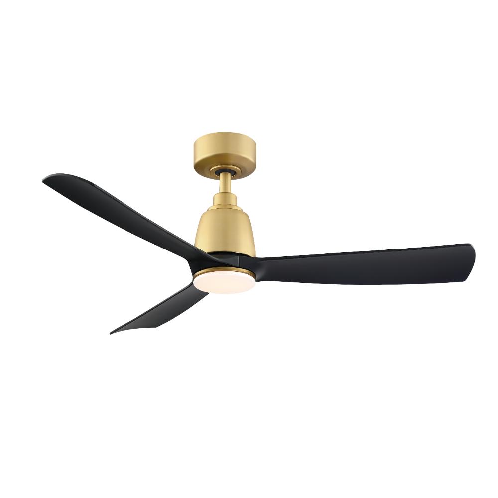 Fanimation FPD8547BSBL Kute 44 inch Indoor/Outdoor Ceiling Fan with Black Blades - Brushed Satin Brass