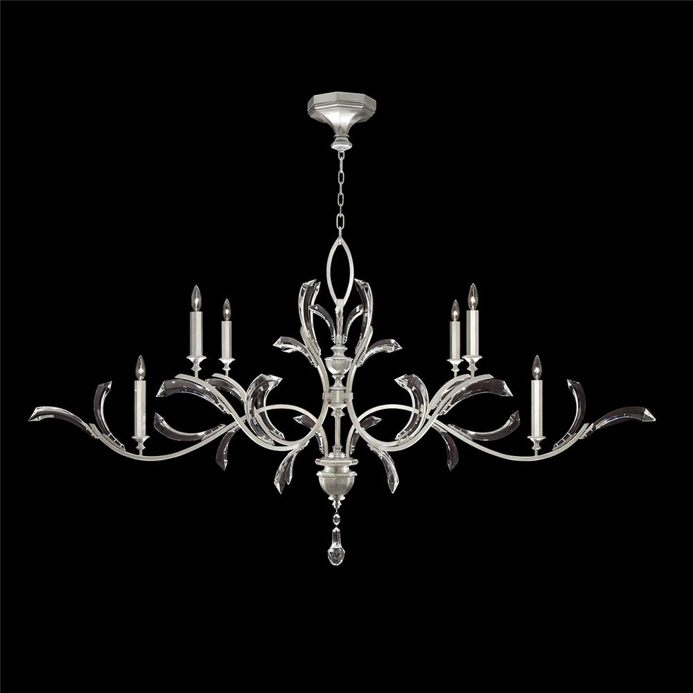 Fine Art Lamps 700840-SF4 Beveled Arcs 74" Oblong Chandelier in Silver Leaf