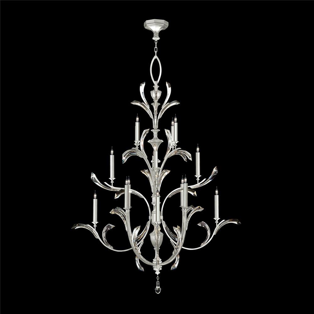 Fine Art Lamps 702040-SF4 Beveled Arcs 56" Round Chandelier in Silver Leaf
