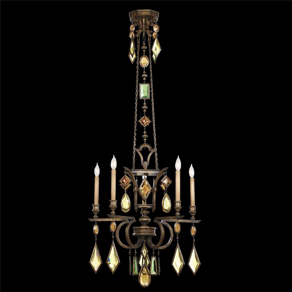 Fine Art Lamps 708340-1ST Encased Gems 27" Round Chandelier in Bronze with Multi-colored Gems