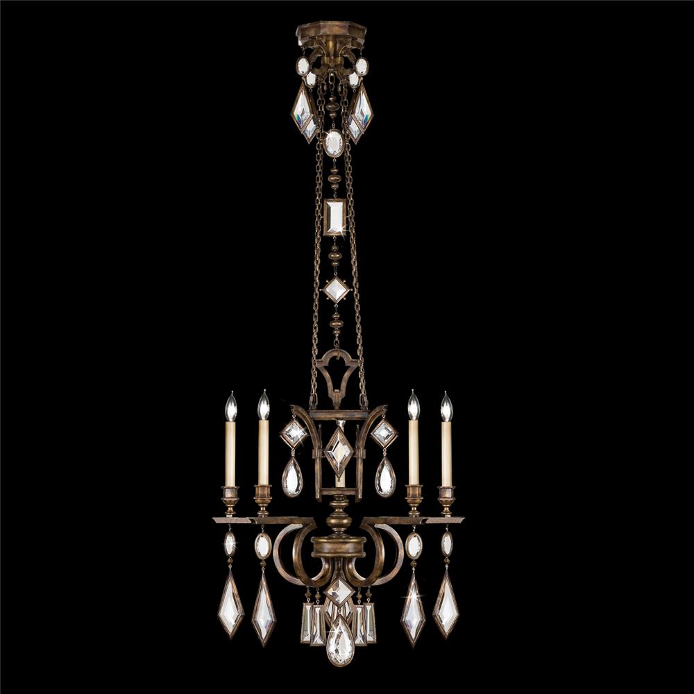Fine Art Lamps 708340-3ST Encased Gems 27" Round Chandelier in Bronze with Clear Crystal Gems