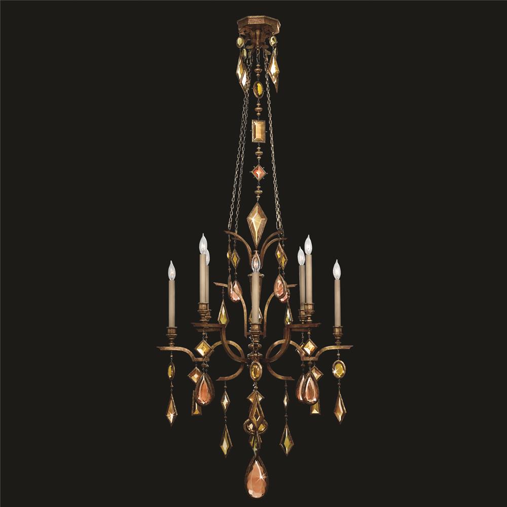 Fine Art Lamps 708640-1ST Encased Gems 31" Round Chandelier in Bronze with Multi-colored Gems