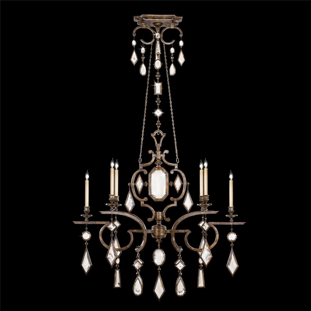 Fine Art Lamps 708940-3ST Encased Gems 50" Oblong Chandelier in Bronze with Clear Crystal Gems