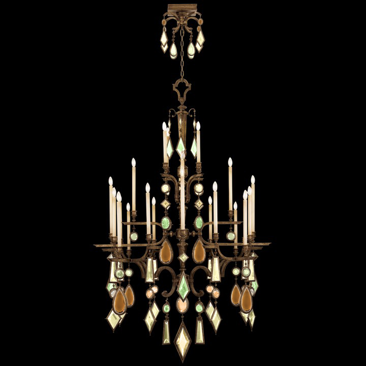 Fine Art Lamps 709440-1ST Encased Gems 53" Round Chandelier in Bronze with Multi-colored Gems