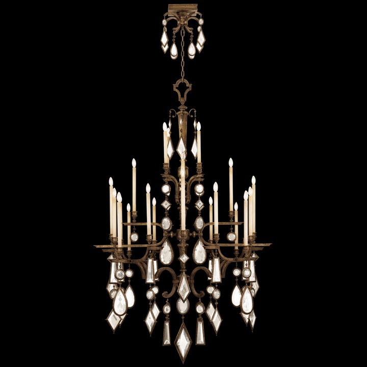 Fine Art Lamps 709440-3ST Encased Gems 53" Round Chandelier in Bronze with Clear Crystal Gems