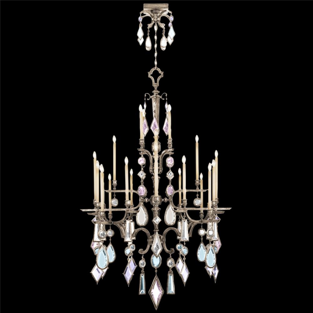 Fine Art Lamps 714040-1ST Encased Gems 53" Round Chandelier in Silver with Multi-Colored Gems