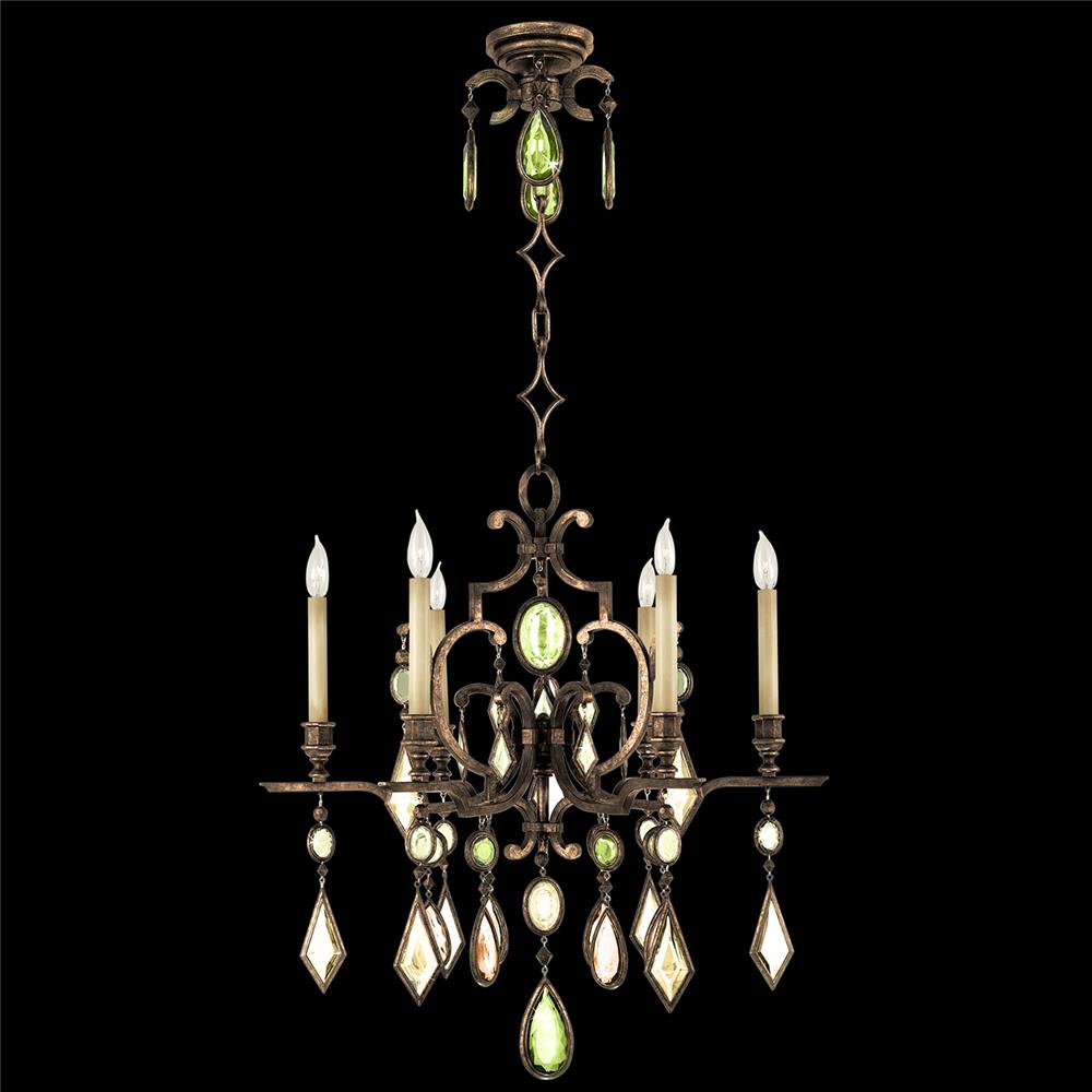 Fine Art Lamps 718240-1ST Encased Gems 29" Round Chandelier in Bronze with Multi-colored Gems