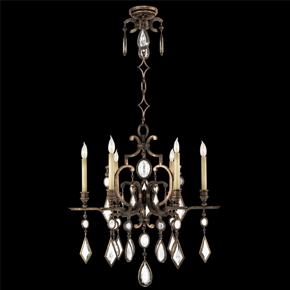 Fine Art Lamps 718240-3ST Encased Gems 29" Round Chandelier in Bronze with Clear Crystal Gems