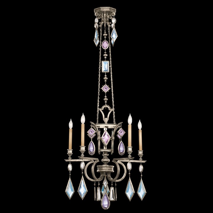 Fine Art Lamps 719440-1ST Encased Gems 27" Round Chandelier in Silver with Multi-Colored Gems