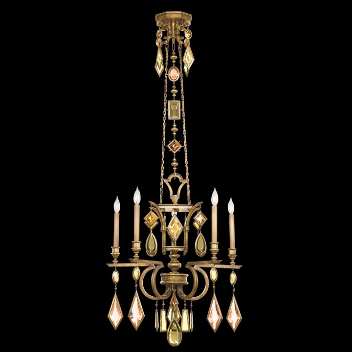 Fine Art Lamps 719540-1ST Encased Gems 27" Round Chandelier in Gold with Multi-Colored Gems