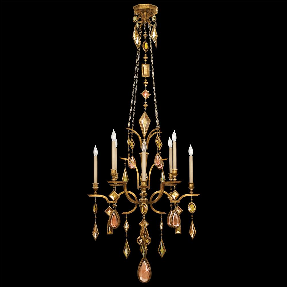 Fine Art Lamps 725640-1ST Encased Gems 31" Round Chandelier in Gold with Multi-Colored Gems