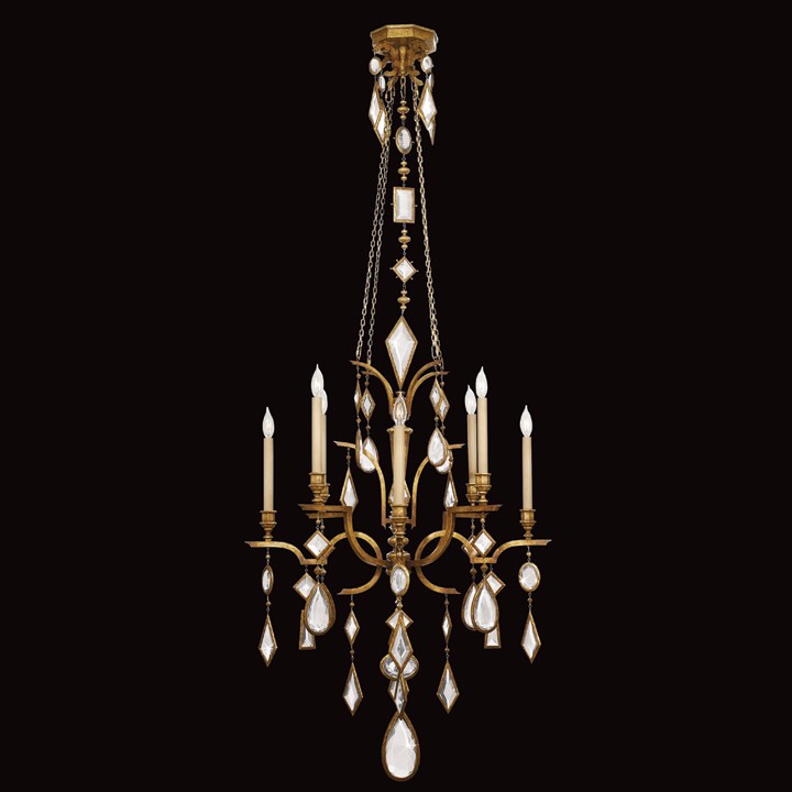 Fine Art Lamps 725640-3ST Encased Gems 31" Round Chandelier in Gold with Clear Crystal Gems