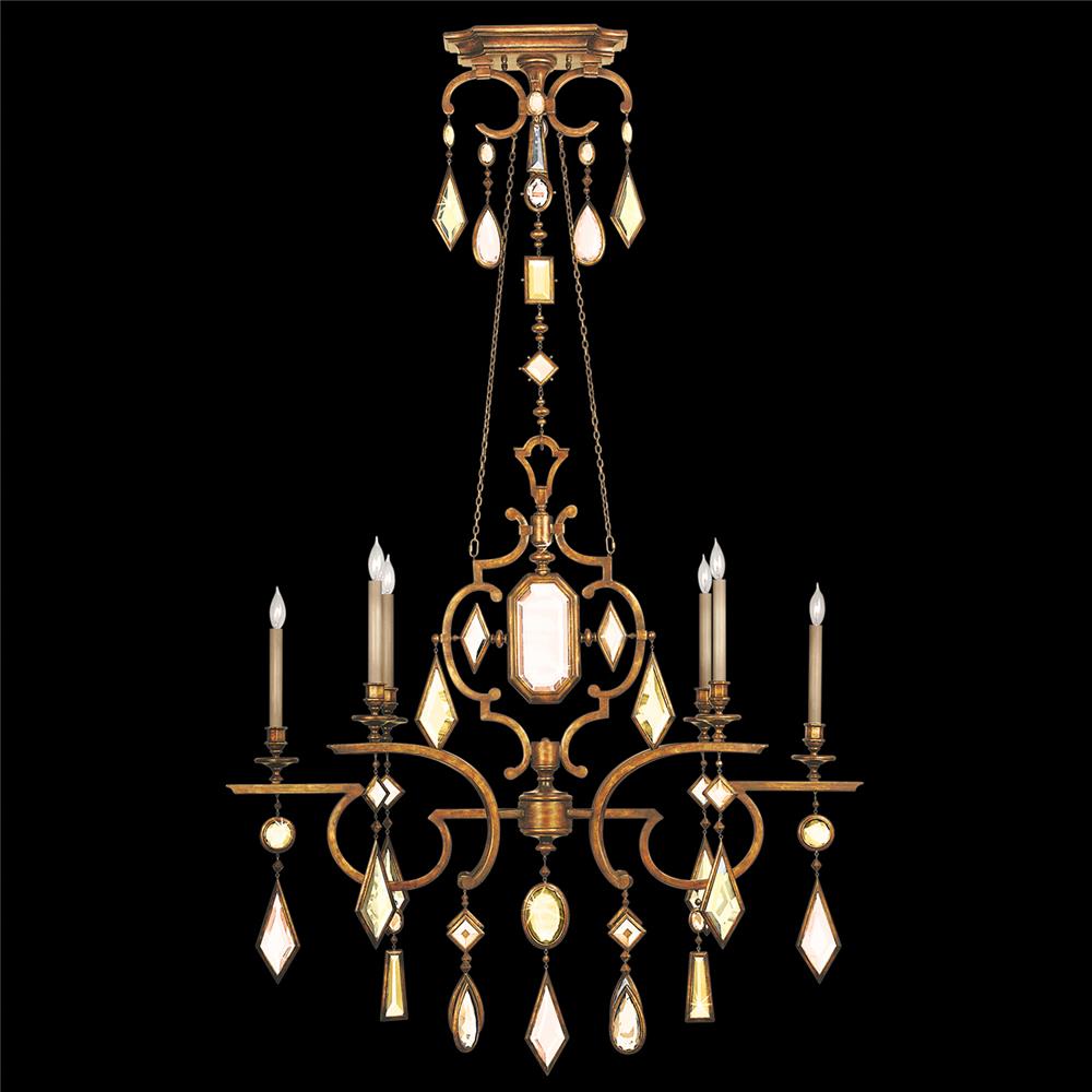Fine Art Lamps 726040-1ST Encased Gems 50" Oblong Chandelier in Gold with Multi-Colored Gems
