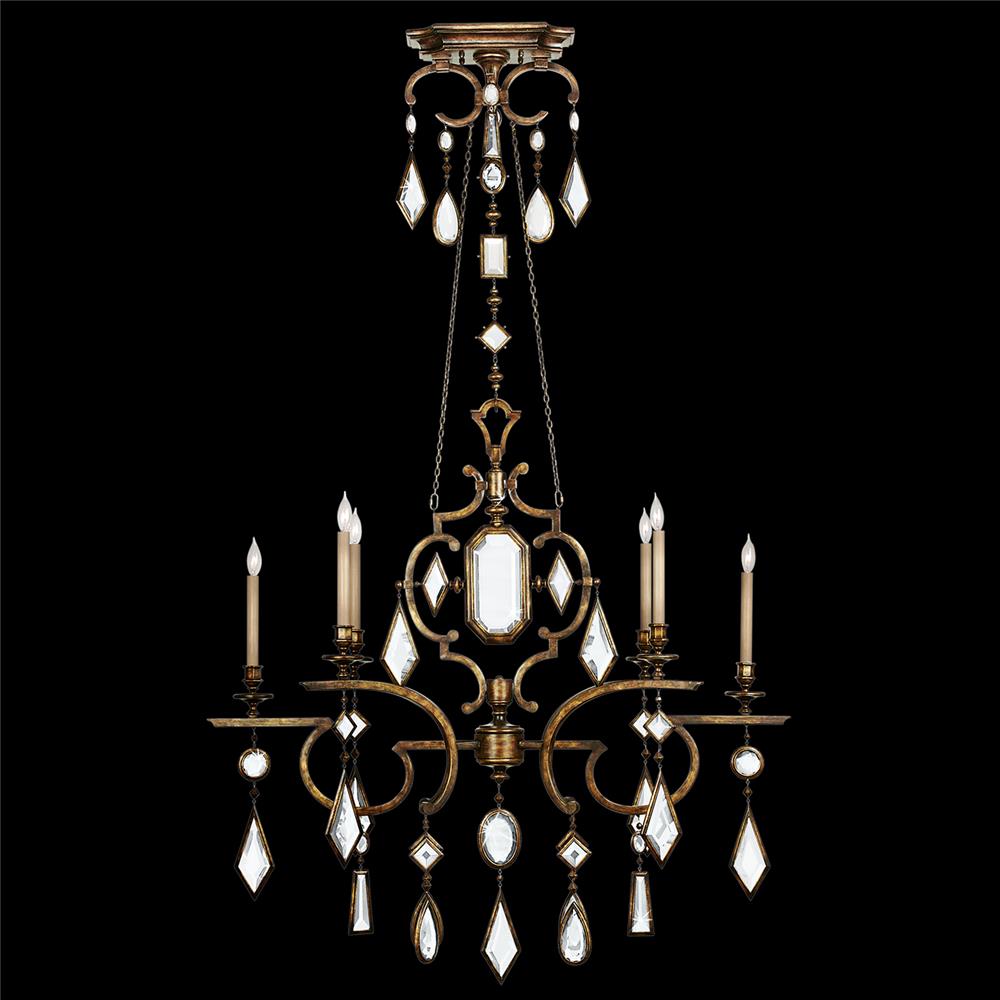 Fine Art Lamps 726040-3ST Encased Gems 50" Oblong Chandelier in Gold with Clear Crystal Gems