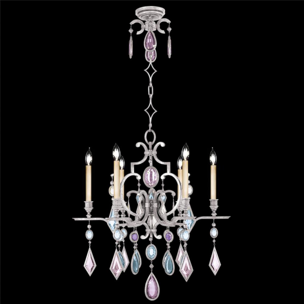 Fine Art Lamps 729440-1ST Encased Gems 29" Round Chandelier in Silver with Multi-Colored Gems
