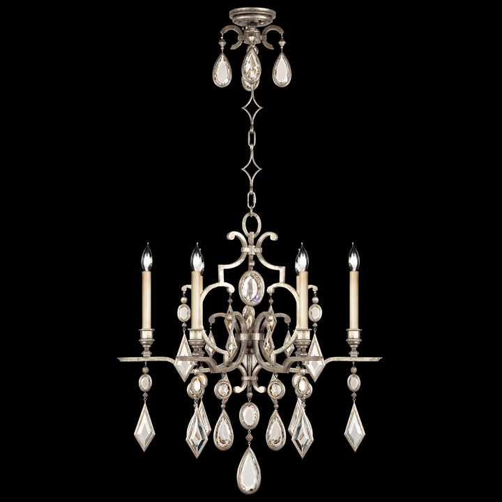 Fine Art Lamps 729440-3ST Encased Gems 29" Round Chandelier in Silver with Clear Crystal Gems