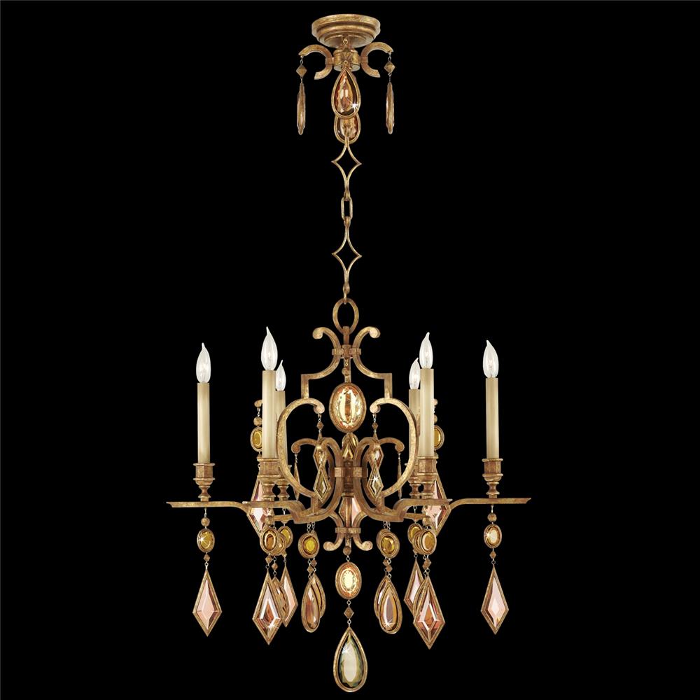 Fine Art Lamps 729640-1ST Encased Gems 29" Round Chandelier in Gold with Multi-Colored Gems